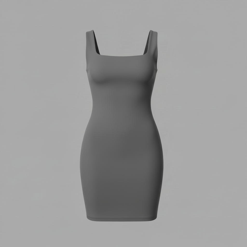 Minivestido Sin Costuras Cuello Cuadrado | Vestido Negro Mujer 5