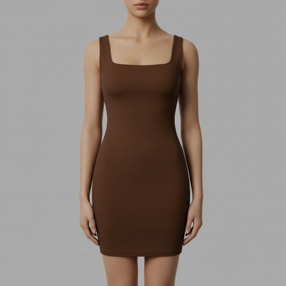 Minivestido Sin Costuras Cuello Cuadrado | Vestido Negro Mujer 2