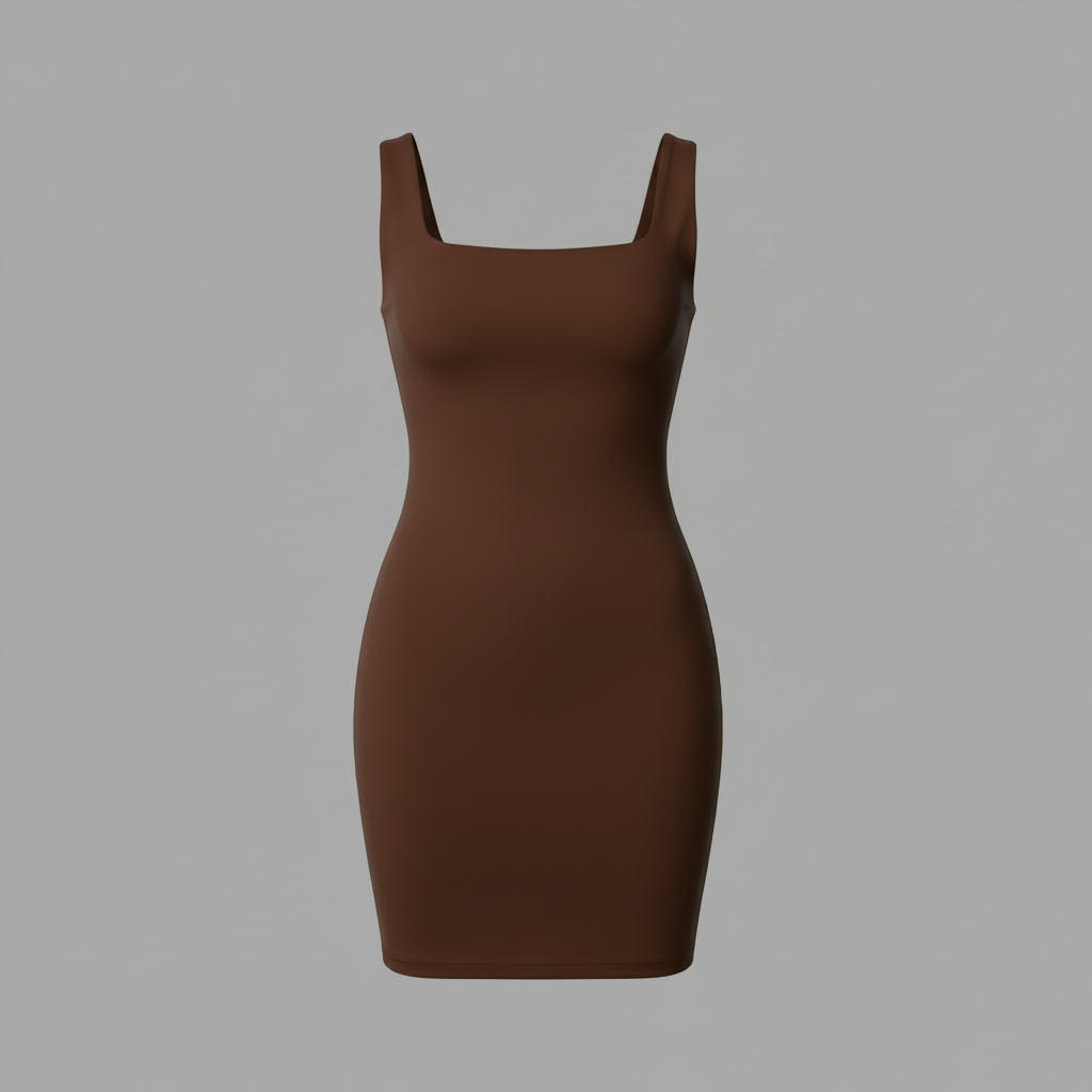 Minivestido Sin Costuras Cuello Cuadrado | Vestido Negro Mujer 3