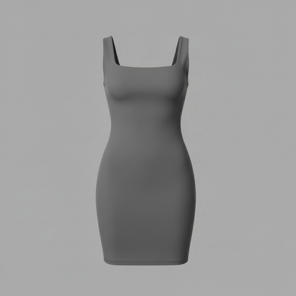 Minivestido Sin Costuras Cuello Cuadrado | Vestido Negro Mujer 5