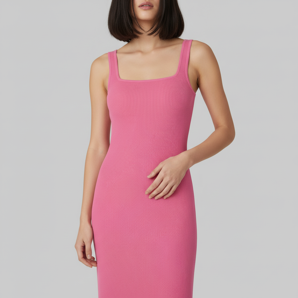 Vestido Midi Moldeador Cuello Cuadrado | Vestido Midi Mujer 3